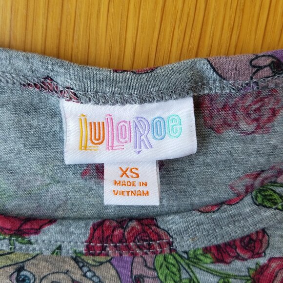 LuLaRoe Carly XS Miss Piggy Red Roses Gray Dress - Picture 10 of 11